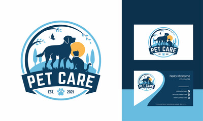 creative logo design concept Dog and Cat vector template
