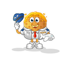 waffle pilot mascot. cartoon vector