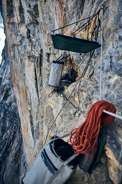 Climbing gear during ascent of the  Eiger North Face