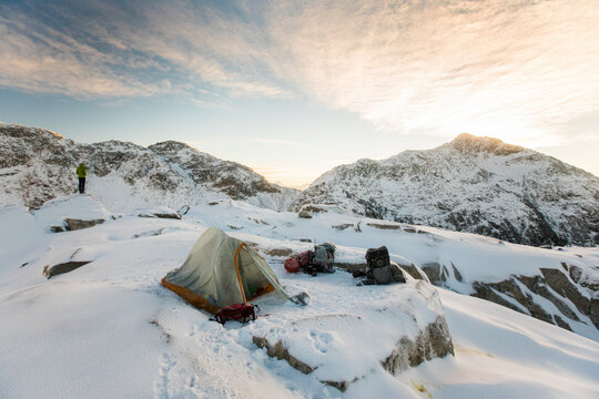 Winter camping in winter, Whistler, B.C., Canada.