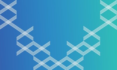 blue gradient background with white X stripes