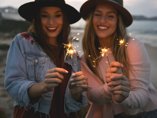 Girls Celebrating friendship on the beach