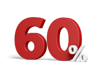 Sixty percent isolated on white background. Discount. 60% off. 3d illustration.