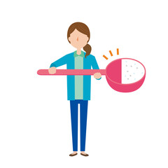 計量スプーンで減らした食塩を持つ女性の減塩イメージ