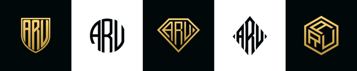Initial letters ARU logo designs Bundle