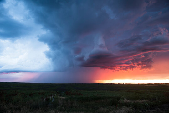 Colorful Clouds as Storm Breaks during Sunrise