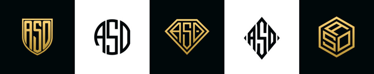 Initial letters ASO logo designs Bundle - obrazy, fototapety, plakaty