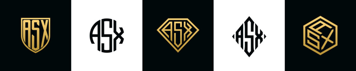 Initial letters ASX logo designs Bundle