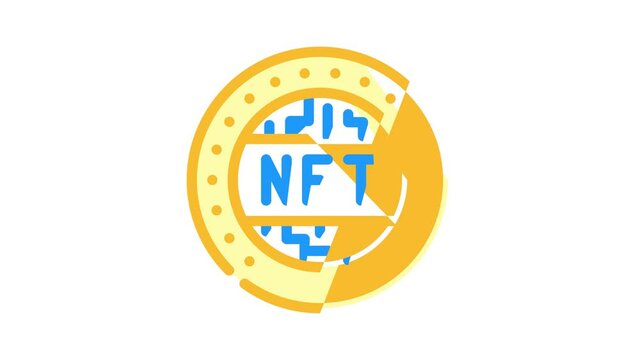 nft token animated color icon nft token sign. isolated on white background