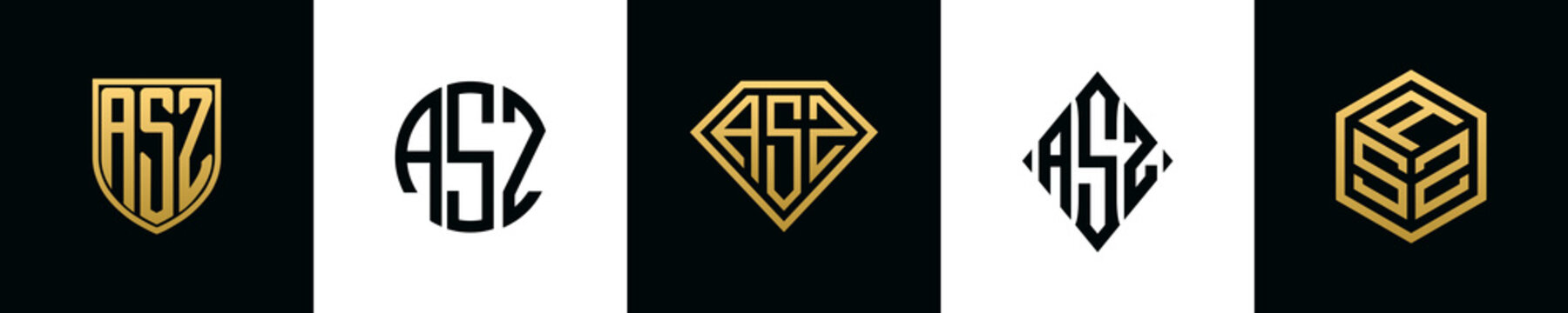 Initial letters ASZ logo designs Bundle