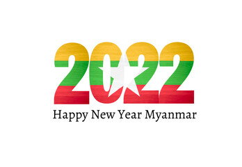 Fototapeta premium Happy New Year 2022 Myanmar Flag