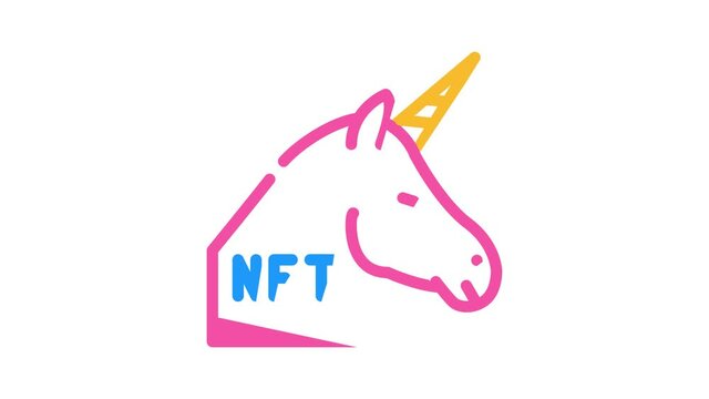 nft unicorn animated color icon nft unicorn sign. isolated on white background