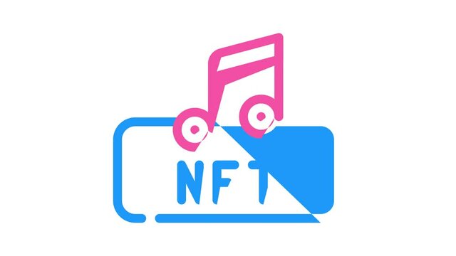 nft and music animated color icon nft and music sign. isolated on white background