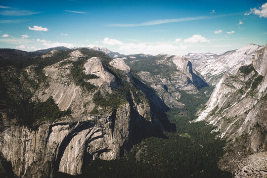 Distant Scenic View of Yosemite Valley
