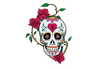skull with rose