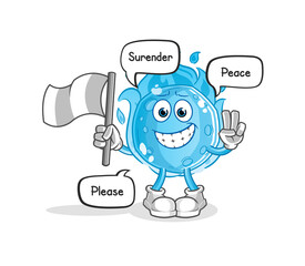 blue comet hold surrender flag mascot. cartoon vector