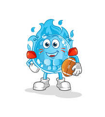 blue comet playing rugby character. cartoon mascot vector