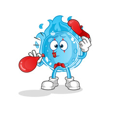 blue comet pantomime blowing balloon. cartoon mascot vector