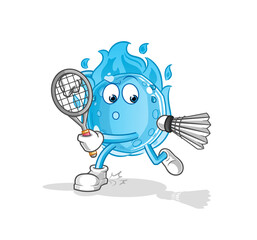 blue comet playing badminton illustration. character vector