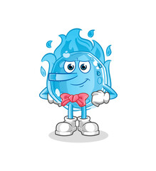 blue comet lie like Pinocchio character. cartoon mascot vector