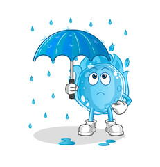 blue comet holding an umbrella illustration. character vector