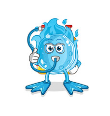 blue comet diver cartoon. cartoon mascot vector