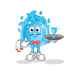 blue comet waiter cartoon. cartoon mascot vector