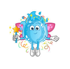 blue comet fairy with wings and stick. cartoon mascot vector
