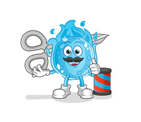 blue comet barber cartoon. cartoon mascot vector