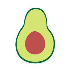 Vector flat hand drawn avocado isolated on white background