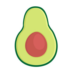 Vector flat hand drawn colored avocado isolated on white background