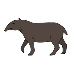 Vector hand drawn doodle sketch colored tapir isolated on white background