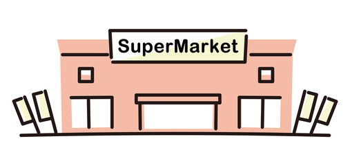simple illustration of supermarket in the street