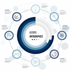 Infographics design vector and business icons with 8 options for presentation and web site
