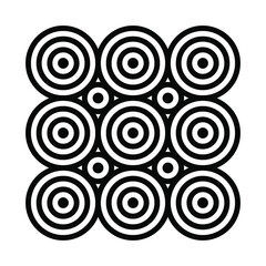 Geometric circle of circles shaped logo design. Round monochrome icons on white background. Branding logotype design element for corporate style