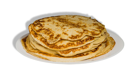 pancakes on a plate on a white background