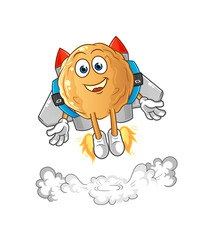 meatball with jetpack mascot. cartoon vector