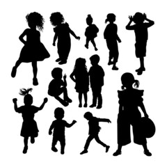 Kid silhouettes. Good use for symbol, logo, mascot, icon, sign, or any design you want.