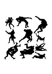 Wrestling tournament silhouettes. Good use for symbol, logo, mascot, icon, sign, or any design you want.