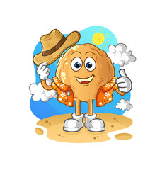 meatball go on vacation. cartoon mascot vector