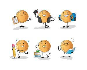 meatball education set character. cartoon mascot vector