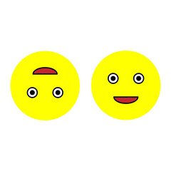 Happy emoji. Message button. Communication background. Yellow icon. Emotion face. Vector illustration. Stock image.