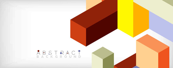 Abstract background. 3d cubes, cubic elements and blocks. Techno or business concept for wallpaper, banner, background, landing page