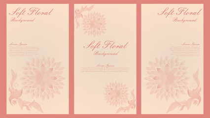soft color line floral ornament social media stories collection design