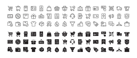 Online Shopping icon set. Vector graphic illustration.