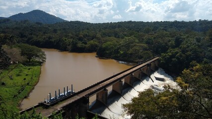 Fototapeta na wymiar Look out ottakkal, Small dam on the river, Kallada irrigation project, Kollam district, Kerala