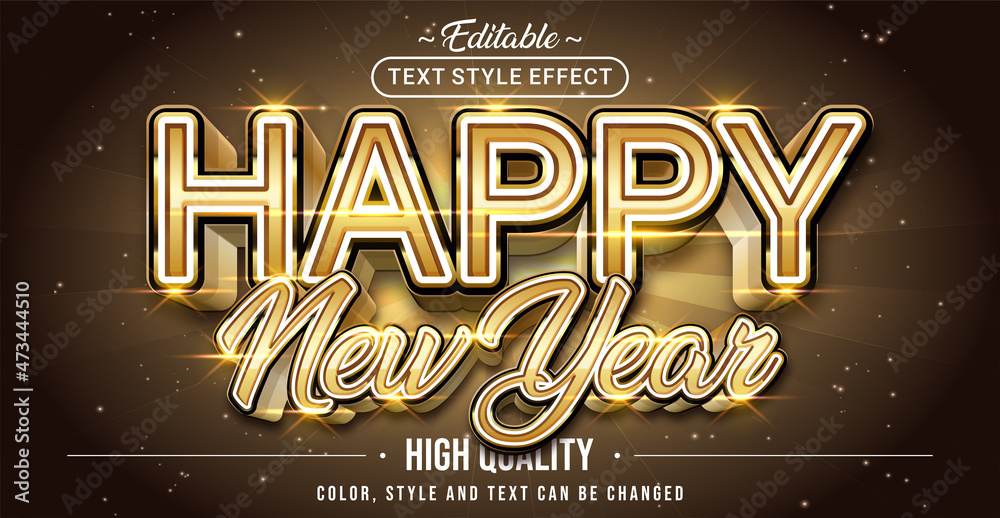 Aufkleber Editable text style effect - Happy New Year text style theme.