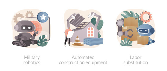 Fototapeta premium Artificial intelligence in industry abstract concept vector illustrations.