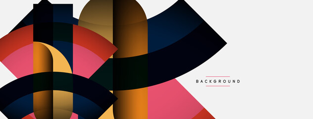 Obraz premium Geometric abstract background. Round shapes, circles, lines composition for wallpaper banner background or landing page