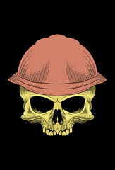 Skull with hat safety vector illustration
